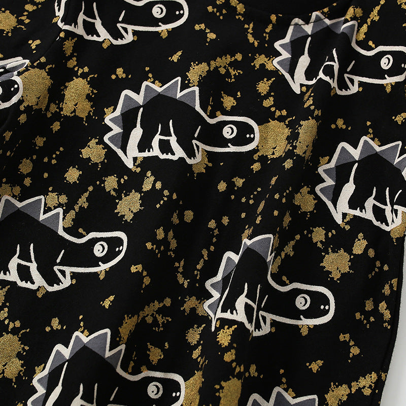 Black Gold Line Dinosaur Two Piece Set