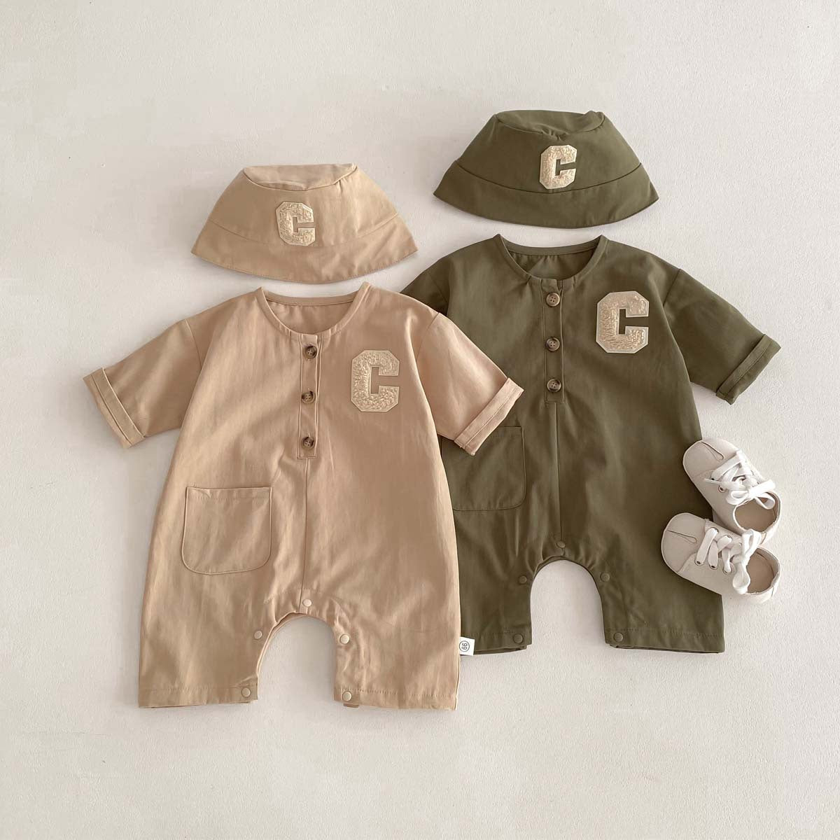 Letter C quadrangle romper