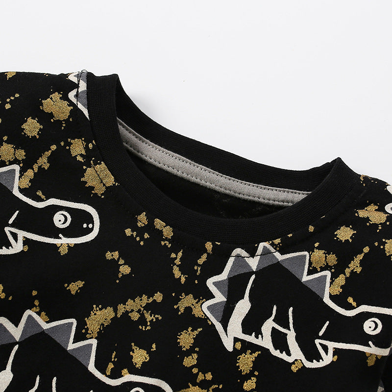 Black Gold Line Dinosaur Two Piece Set