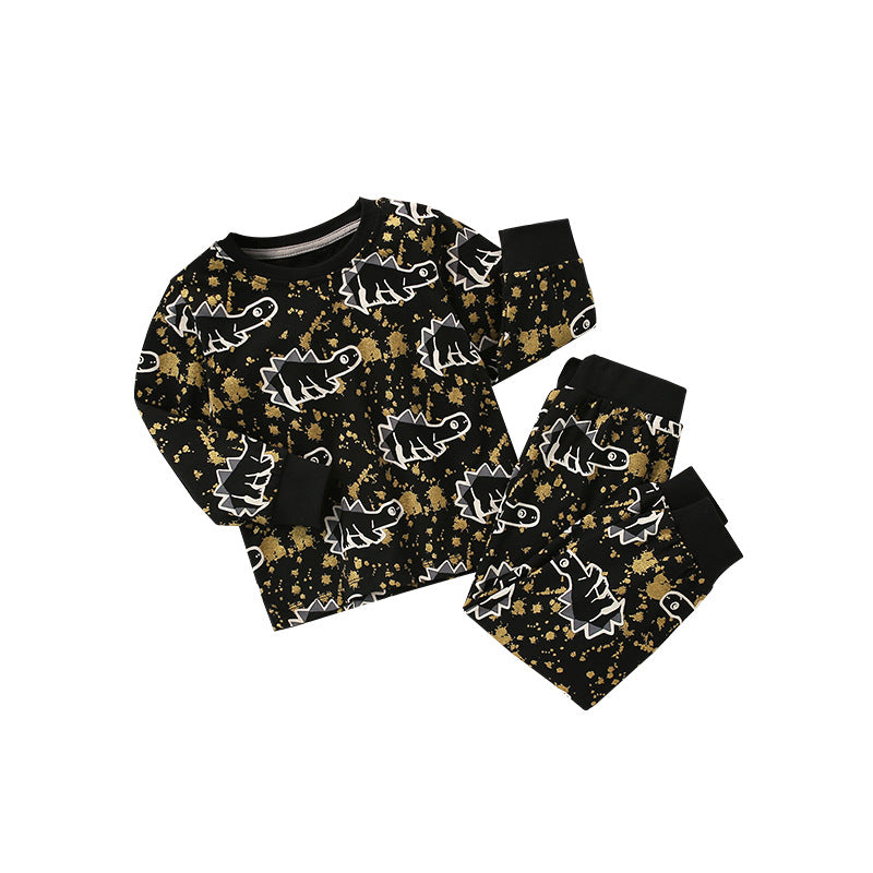 Black Gold Line Dinosaur Two Piece Set