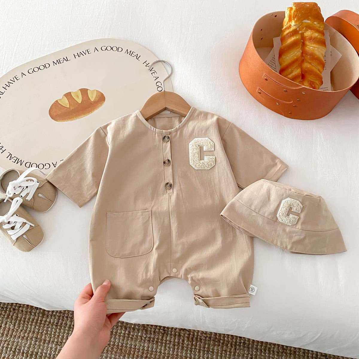 Letter C quadrangle romper