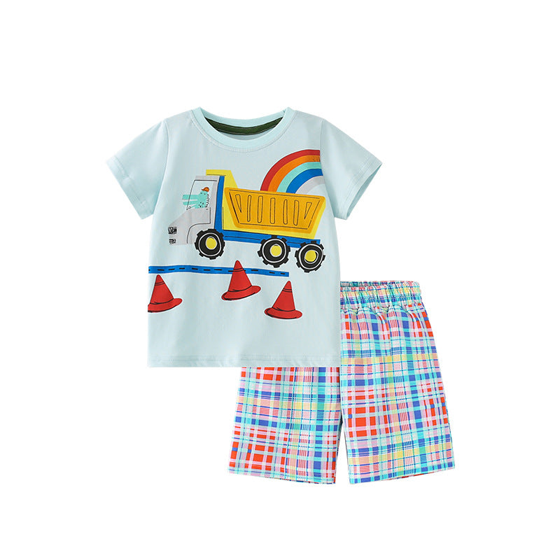Rainbow Truck Checkered Shorts Set