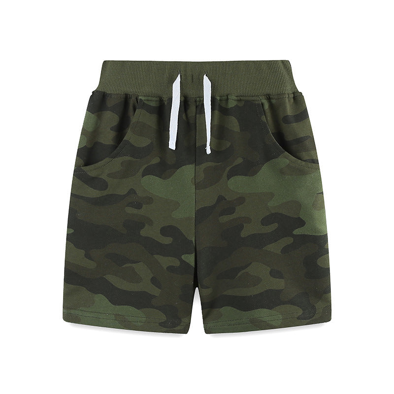 Military green camouflage shorts