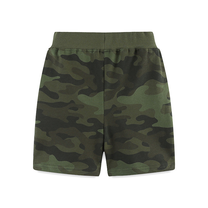 Military green camouflage shorts