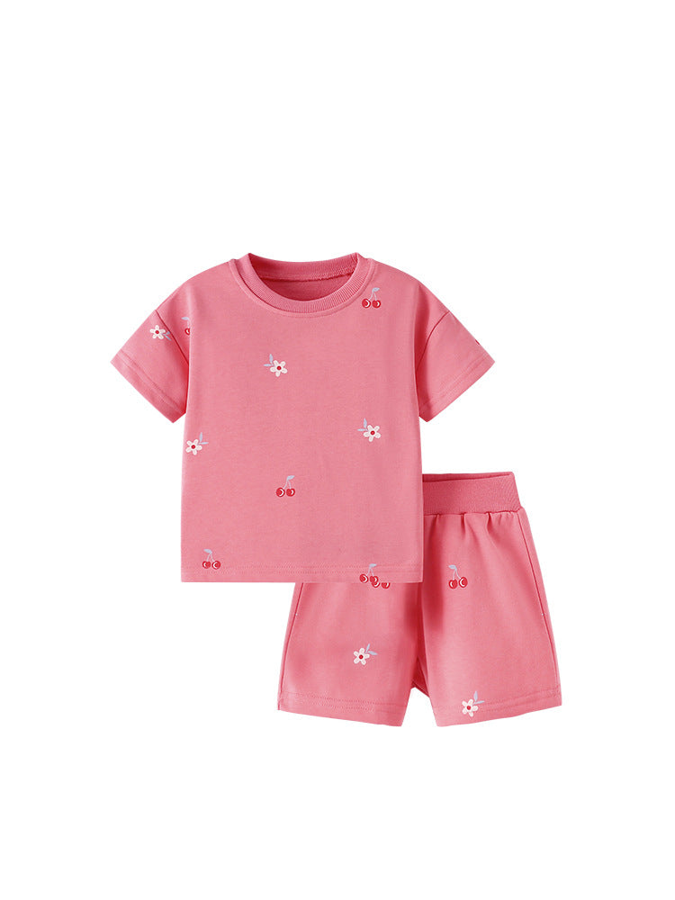 Pink Cherry Flower Two Piece Set