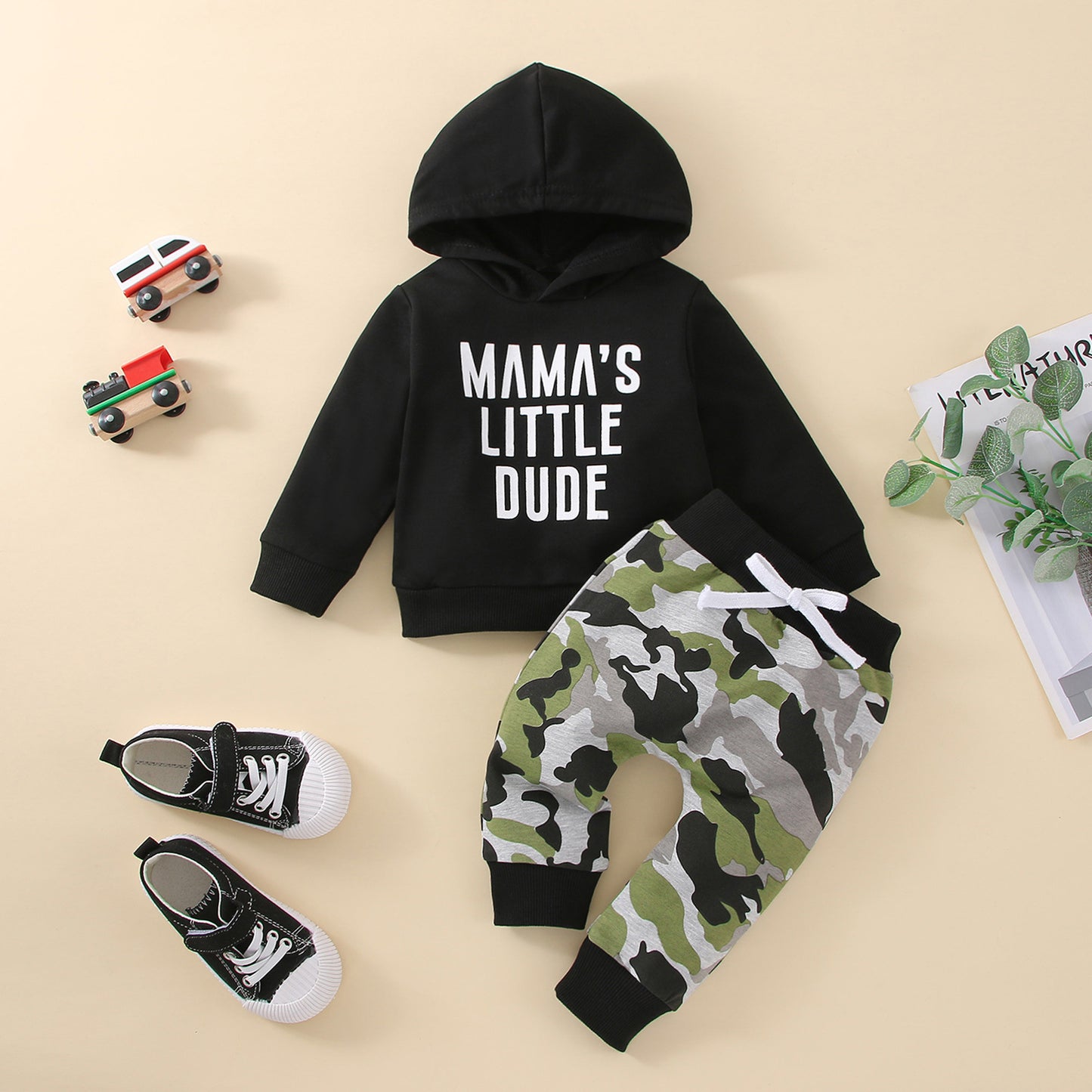 Boys' autumn and winter hooded letter set