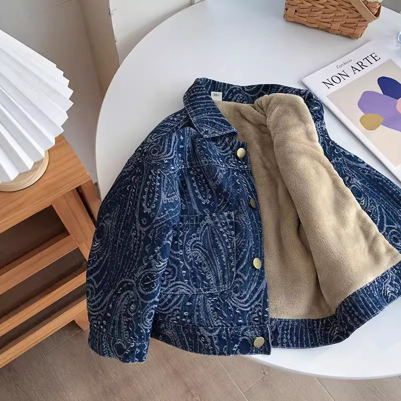 Boys' denim and fleece jacket