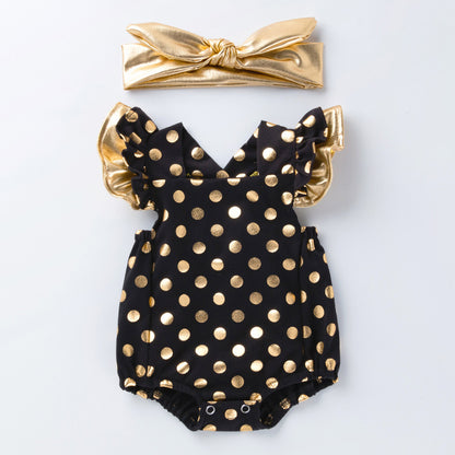 gold dot romper