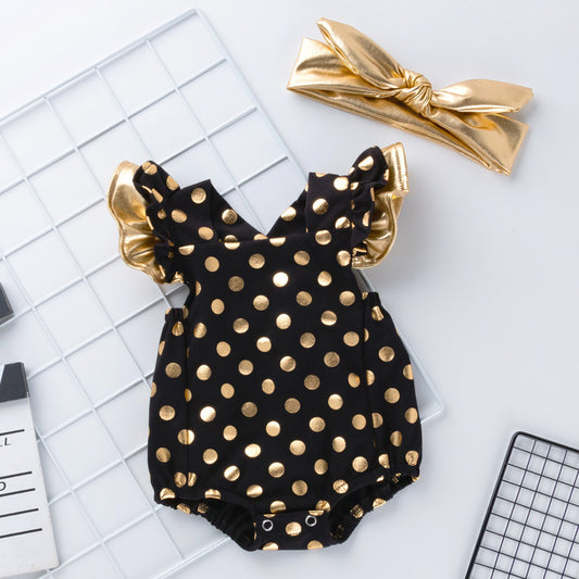 gold dot romper