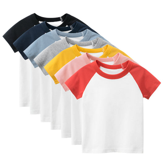 Children's short sleeved T-shirt solid color