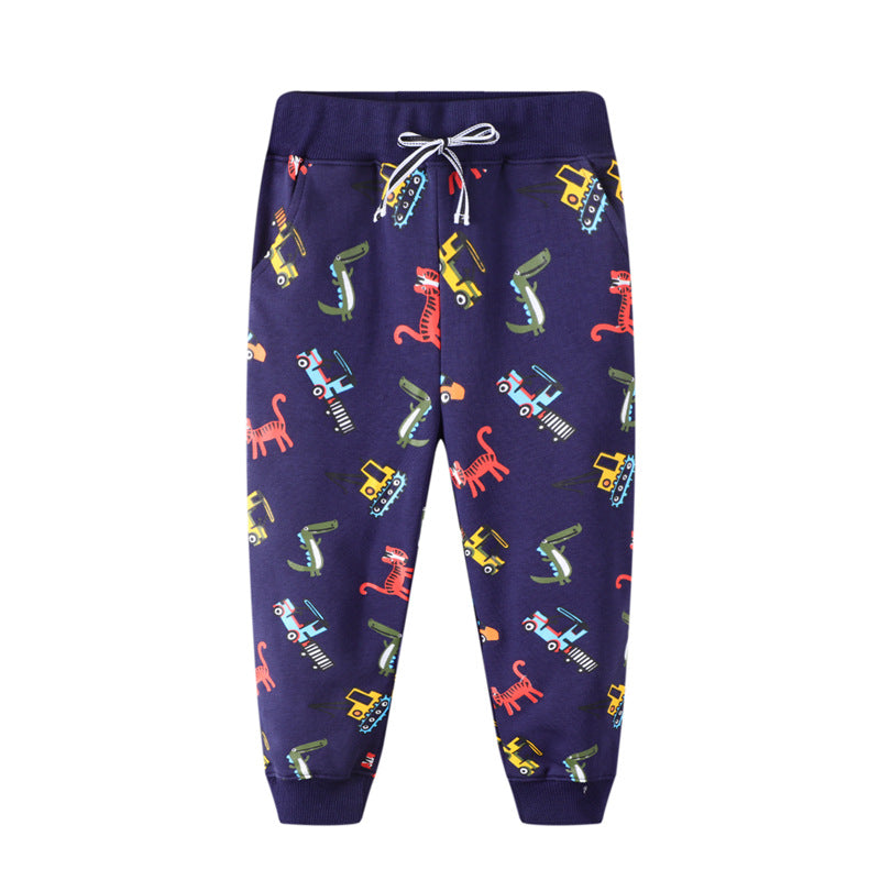 Casual pants with dinosaur pattern