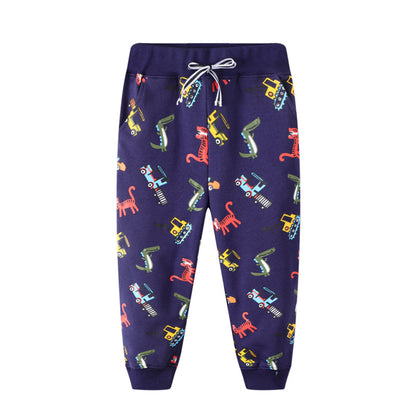 Casual pants with dinosaur pattern