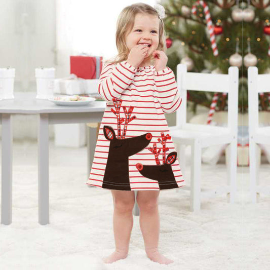 Christmas striped deer dress