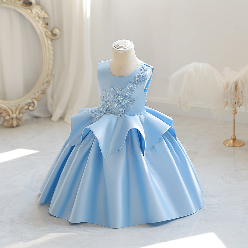 Design of satin children's evening gown