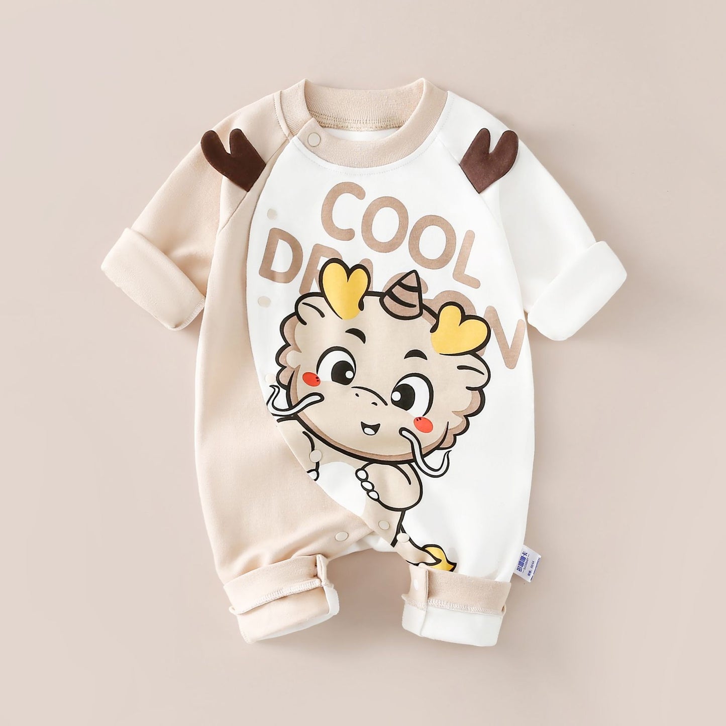 Coffee colored dragon long sleeved jumpsuit