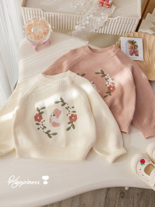 Little rabbit embroidered sweater