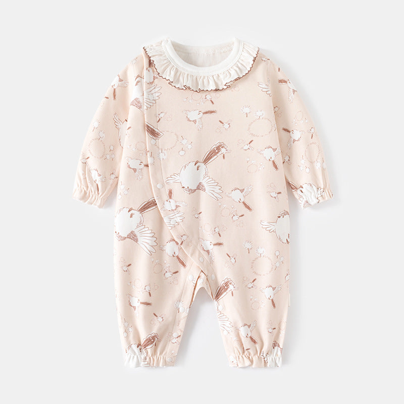 Collar group sparrow long sleeved jumpsuit