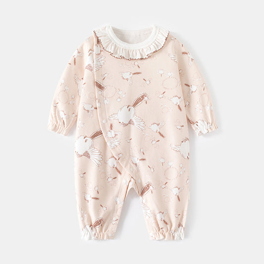 Collar group sparrow long sleeved jumpsuit