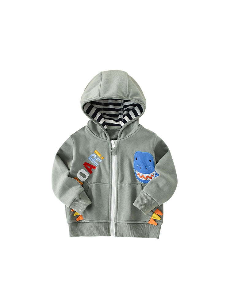 Blue dinosaur zipper hoodie