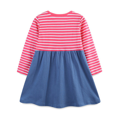 Striped color blocked long sleeved skirt