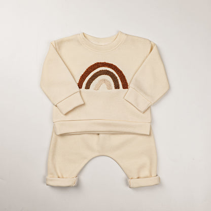 Male baby fashionable rainbow letter long sleeved sweatshirt