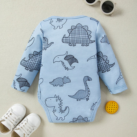 Blue cartoon whale triangle romper