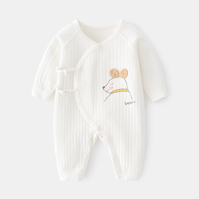 White teddy bear long sleeved jumpsuit