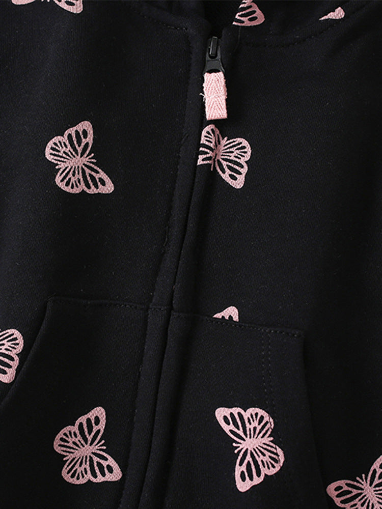 Black butterfly hooded top