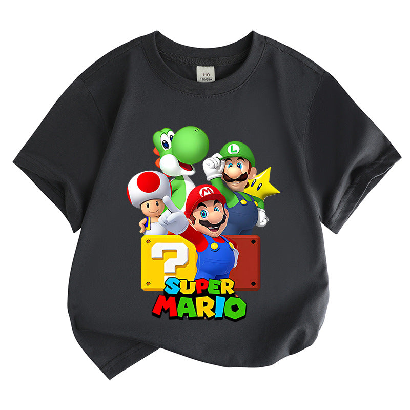 Super Mario Bros. round neck pure cotton short sleeved T-shirt for children