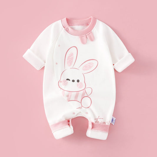 Pink rabbit long sleeved jumpsuit