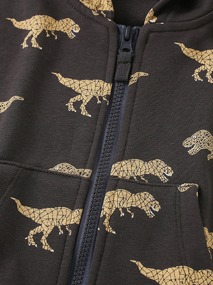 Handsome dinosaur zipper hoodie