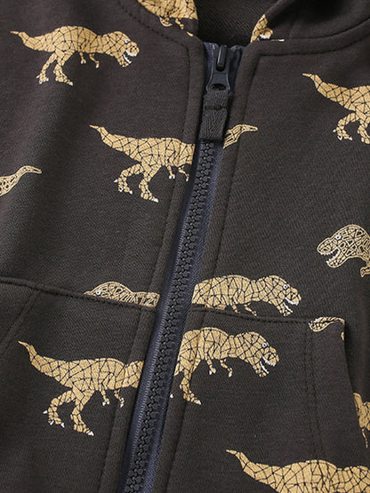 Handsome dinosaur zipper hoodie