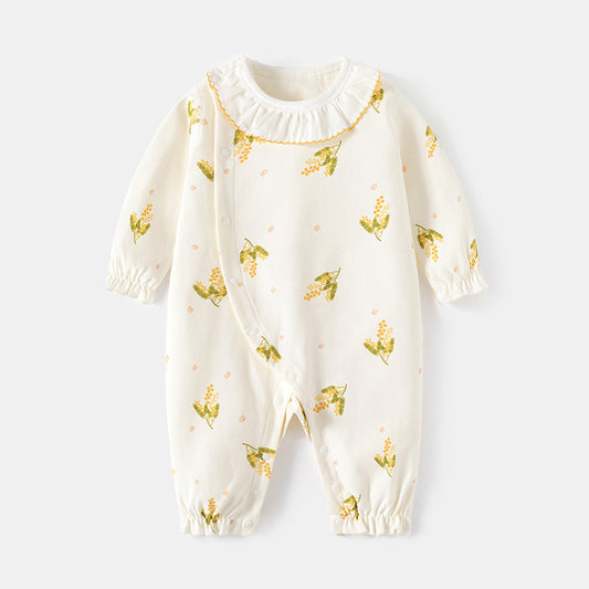 Collar flower spike long sleeved jumpsuit