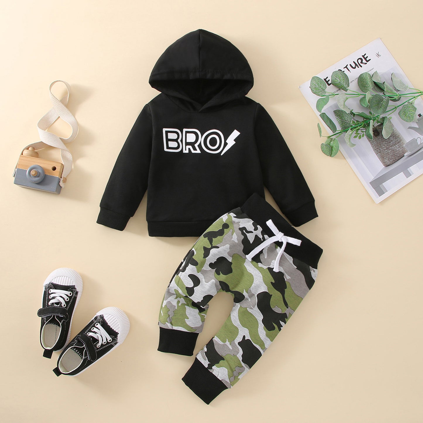 Boys' autumn and winter hooded letter set