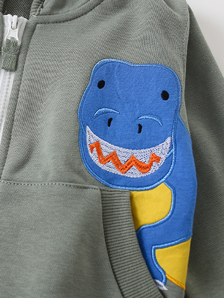 Blue dinosaur zipper hoodie