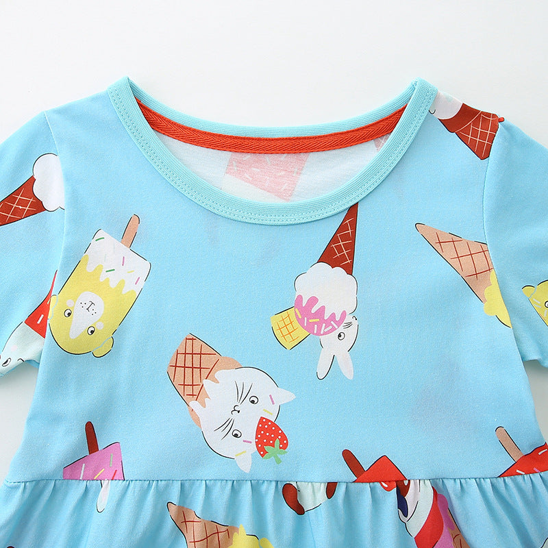 Ice cream blue short sleeved dress