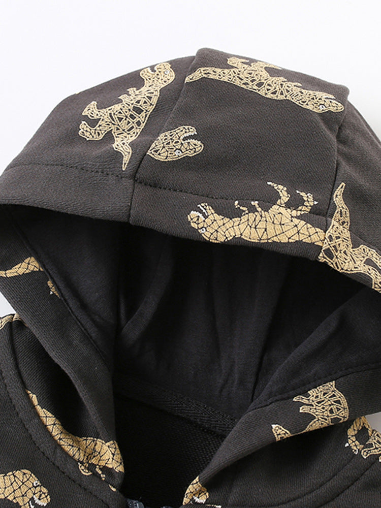 Handsome dinosaur zipper hoodie