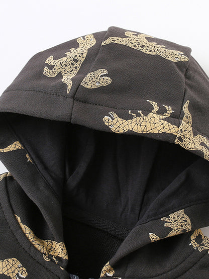 Handsome dinosaur zipper hoodie