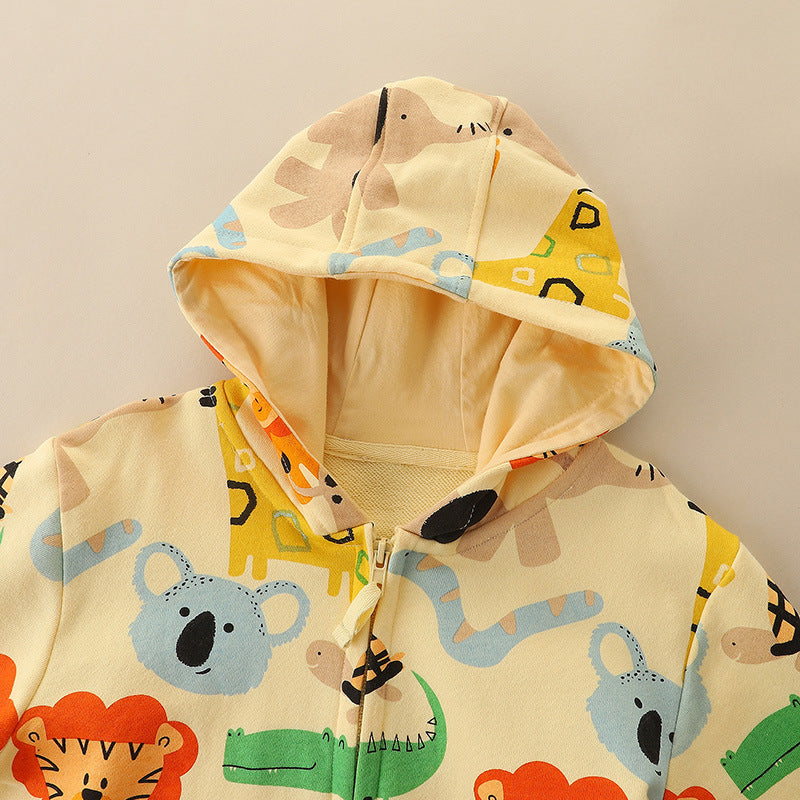 Long sleeved zipper children's hoodie