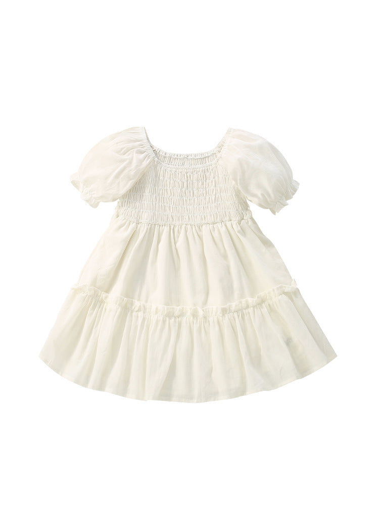 White Bubble Sleeve Princess Dress