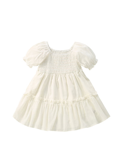 White Bubble Sleeve Princess Dress