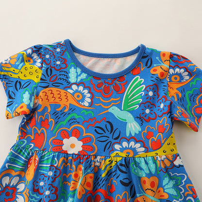 Blue Sunflower Vitality Short Sleeve Skirt
