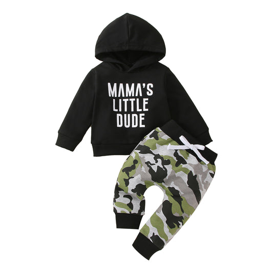 Boys' autumn and winter hooded letter set