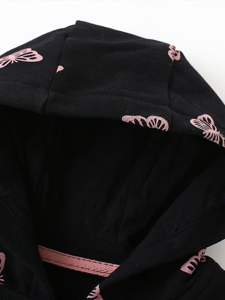 Black butterfly hooded top