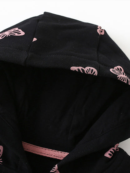 Black butterfly hooded top