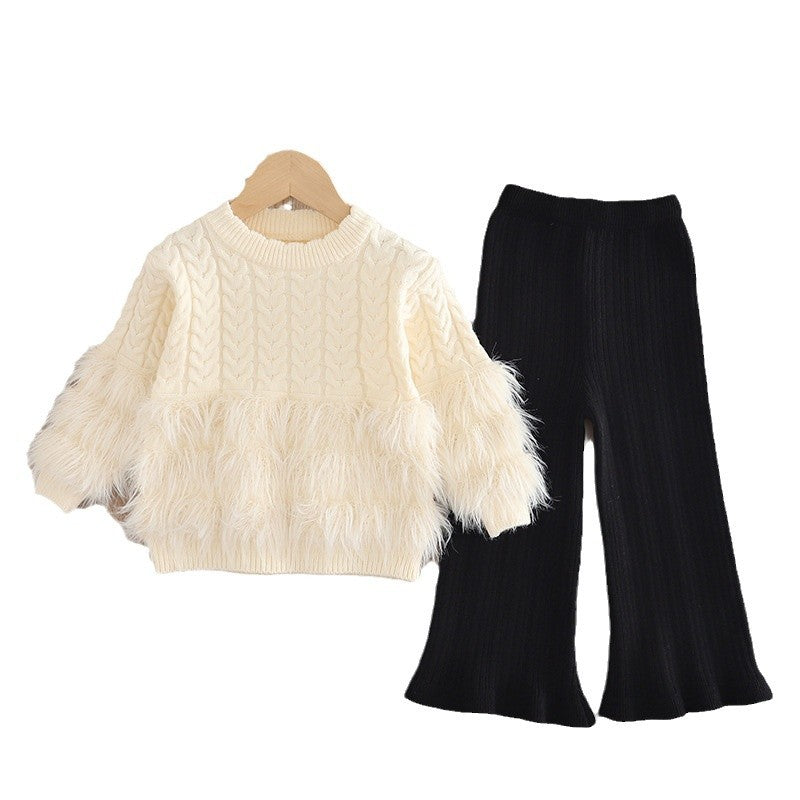 Flared pants knit sweater