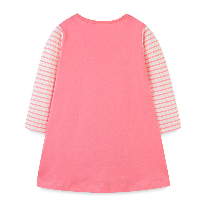 Striped sleeve Christmas tree round neck skirt