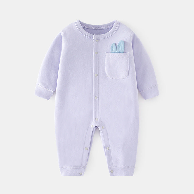 Purple rabbit ear button long sleeved jumpsuit