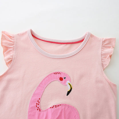 Round neck chiffon dress flamingo
