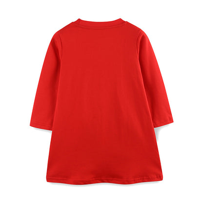 Red Christmas tree long sleeved dress